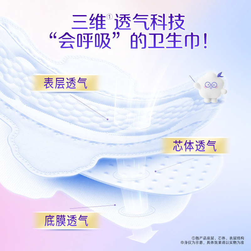 洁婷卫生巾透气双U棉柔日用245mm组合144片