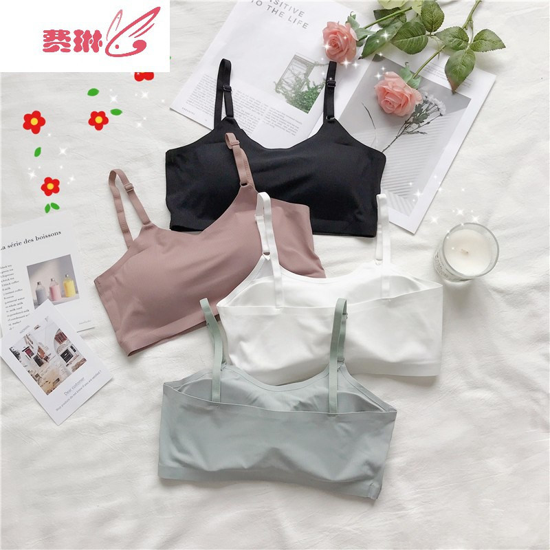 聚拢文胸无钢圈少女薄款美背学生内衣吊带抹胸小胸罩 费琳文胸套装