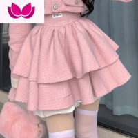 七斓春季小个子奶系穿搭粉色娃娃领外套蛋糕短裙温柔小香风套装女 L甜辣风/学院风/活泼减龄/时尚/小众设计感/奶糯风/今年流 粉色蛋糕短裙小众设计感/春秋季搭配一整套/清纯甜美/今年流行