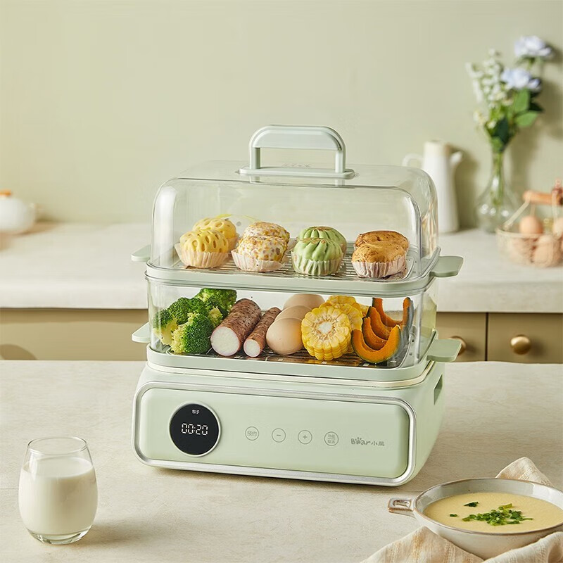 小熊(Bear)电蒸锅 电煮锅电火锅家用蒸包子锅 304不锈钢三层大容量蒸螃蟹定时预约 DZG-P20W6