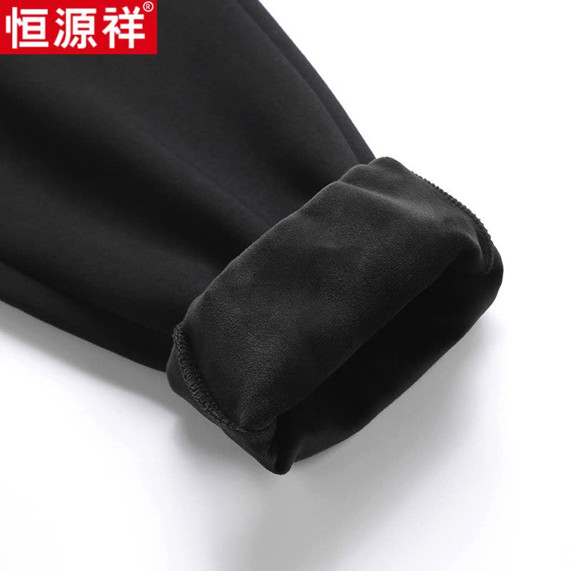 恒源祥中年男士纯棉休闲爸爸冬季加绒加厚束脚卫裤宽松大码运动裤图片