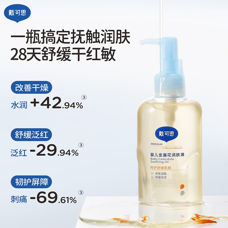 戴可思 婴儿倍润抚触油145MLV1.0*2 身体护理 宝宝润肤油 滋润保湿易吸收 亲肤不刺激 2JZ159高清大图