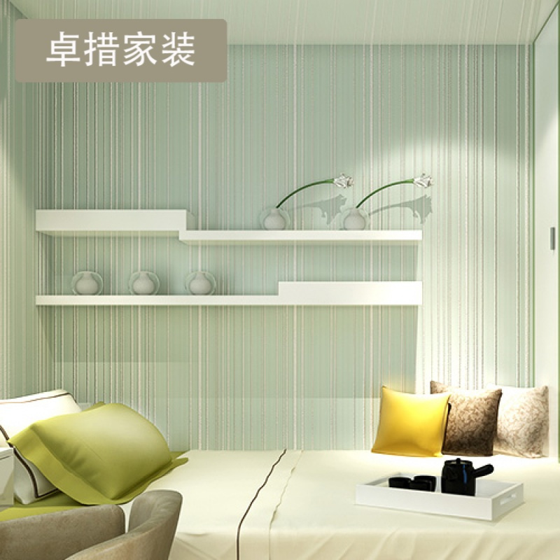 简约现代3d立体竖条纹墙纸 无纺布壁纸 纯色素色卧室客厅背景墙纸壹德壹