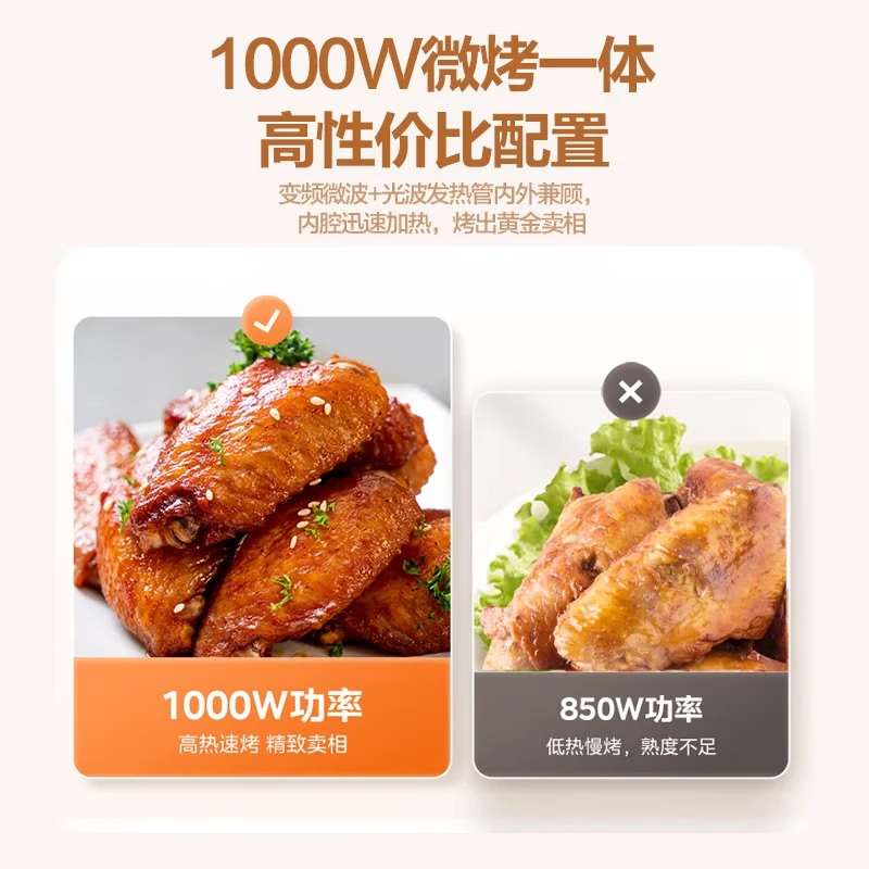 美的(Midea)微波炉烤箱一体机 变频低噪一级能效 新款升级大火力速热 家用23L易清洁平板 PC2320W