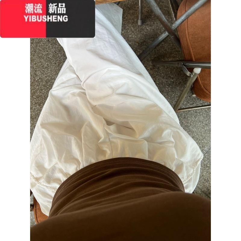 YIBUSHENG白色山本裤女季宽松bf慵懒风薄款直筒阔腿防晒休闲运动裤子