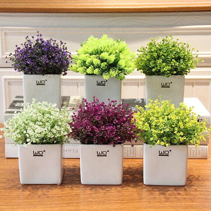 wo+仿真花菠萝喇叭花艺套装 家居饰品摆件盆景 茶几假花小盆栽