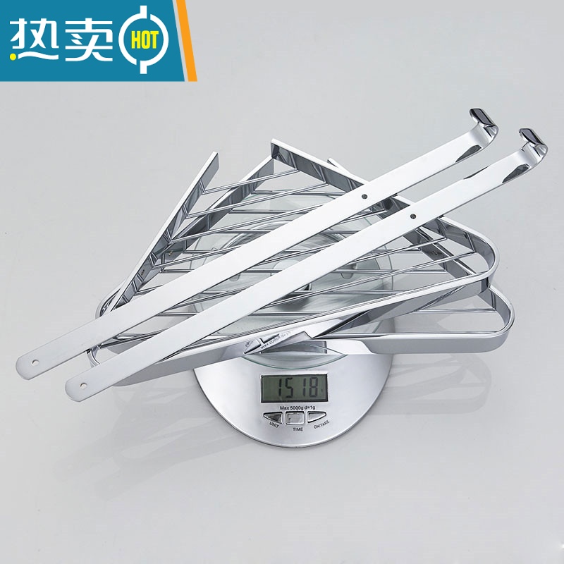 敬平浴室全铜实心免打孔三角篮转角淋浴房壁挂式卫生间置物架浴室角架 全铜亮色扇形单层三角 可打孔或免打孔浴室置物架高清大图