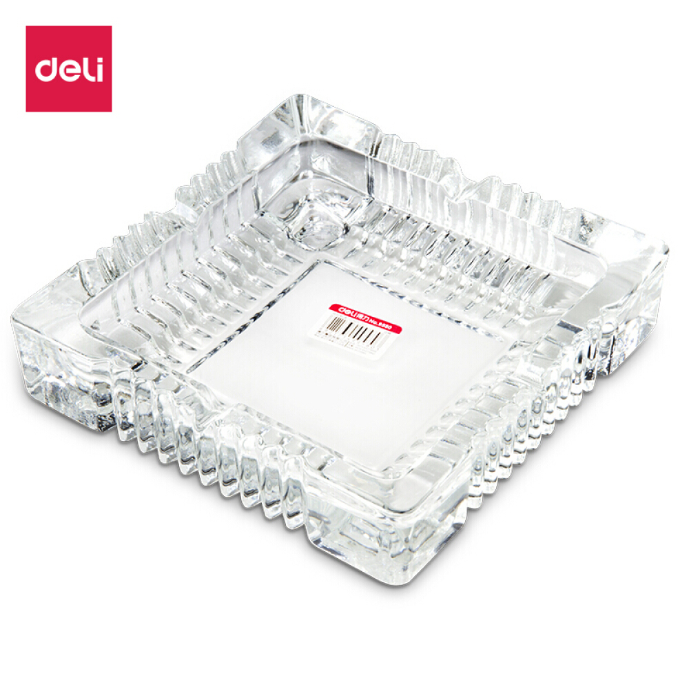 得力(deli)办公居家玻璃方形烟灰缸/茶几摆件 办公用品 9580