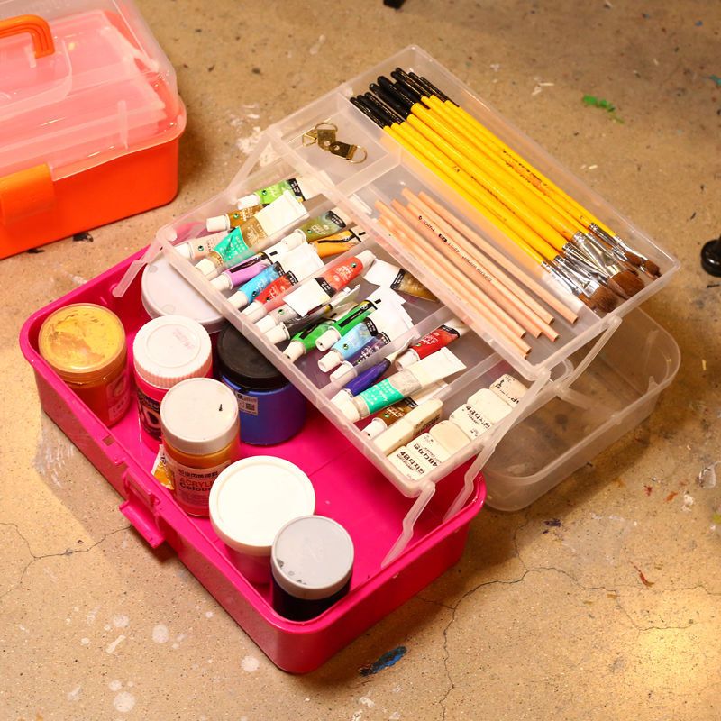 美术工具箱美甲师用多功能画箱画具文具收纳工具盒学生画画工具箱晶莹