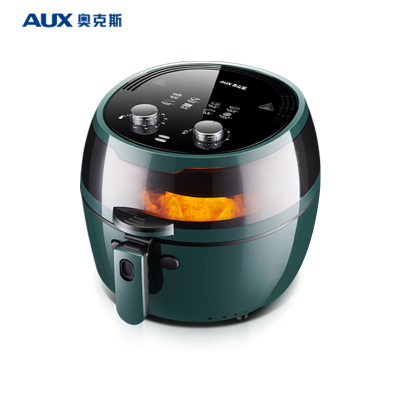 奥克斯(AUX)空气炸锅6001M蓝色机械款家用多功能7L容量电炸锅自动无油烟烘焙迷你烤箱薯条机不沾烤架易清洗无烟炸锅