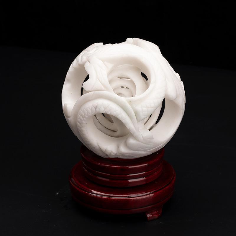 美帮汇玉石球镂空玲珑球鬼工球摆件多层套球客厅摆设视频