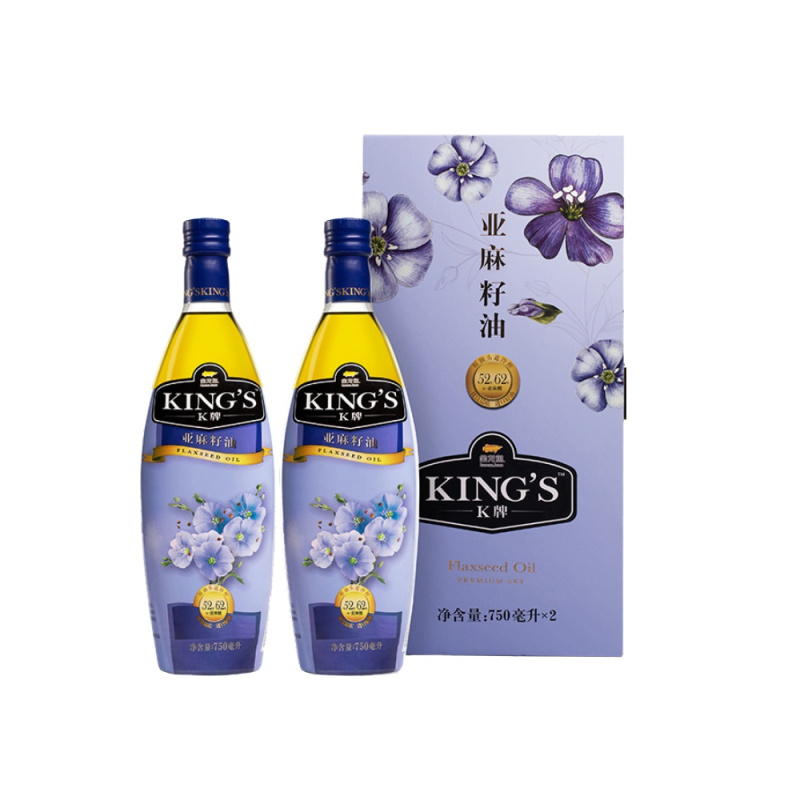 金龙鱼亚麻籽油KINGS 750mL*2礼盒装