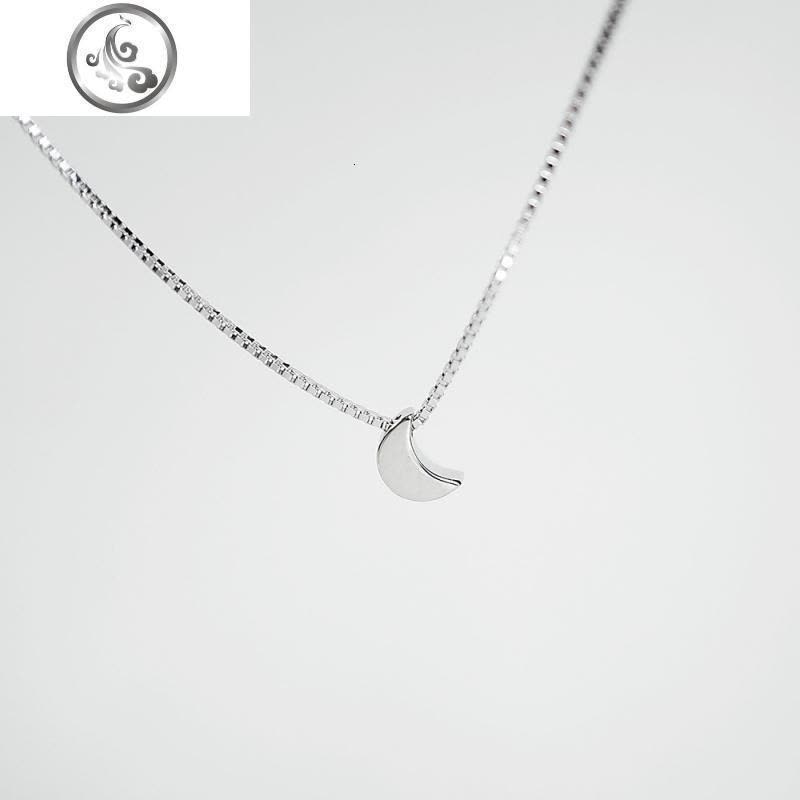 《》S925纯银饰品简约立体小月亮吊坠细锁骨链项链女配饰 JiMi图片