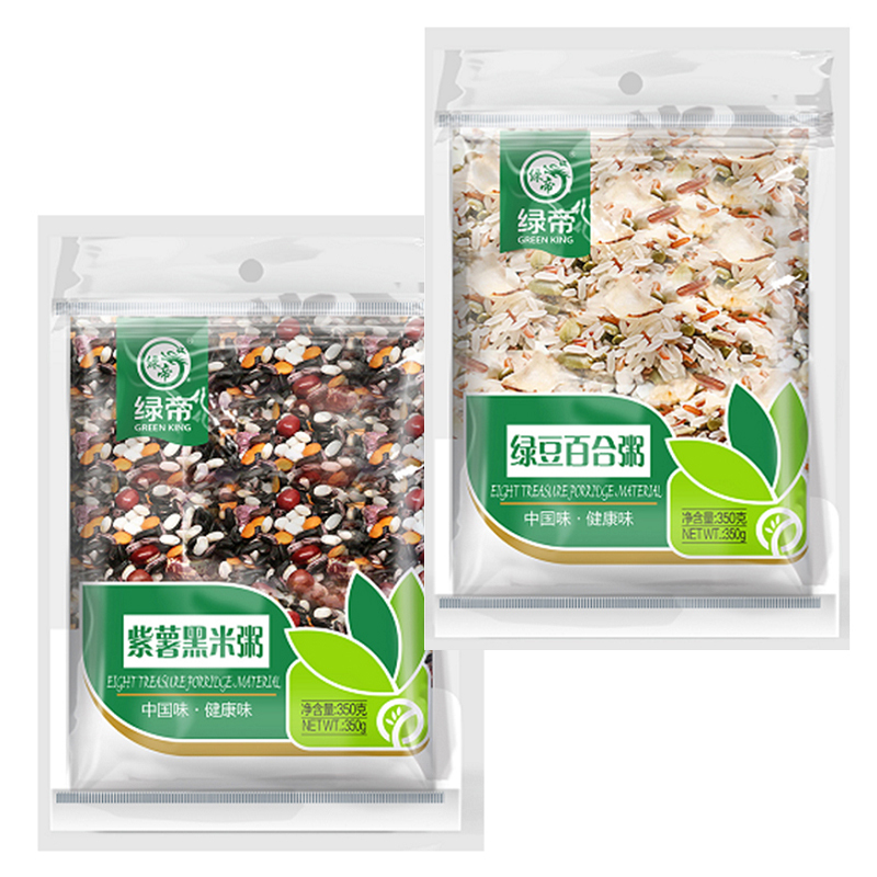 绿帝粥料礼盒(八宝粥350g+紫薯黑米粥350g+红豆薏米粥350g+绿豆百合粥350g+糙米莲子350g
