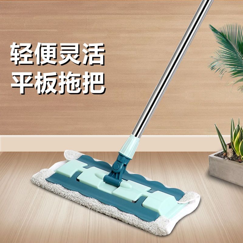 企购优品夹布式平板拖把家用旋转拖布替换布拖地墩布懒人一拖净夹固拖把(颜色随机)