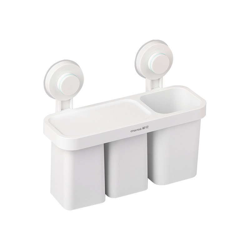 茶花(CHAHUA) 卡乐免打孔吸壁牙刷架-255012白色
