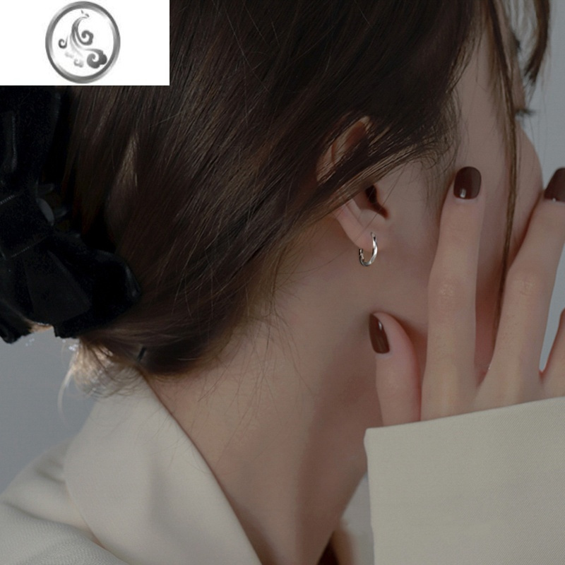 JiMiS925银银耳圈耳饰男女简约设计感轻奢耳钉圆圈圈耳环2022年新款