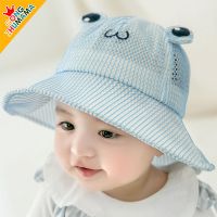 婴儿帽子夏季6-12个月1-3岁防飞沫渔夫帽男女宝宝太阳薄款遮阳帽 PM038-天蓝 46码(适合6-12个月)