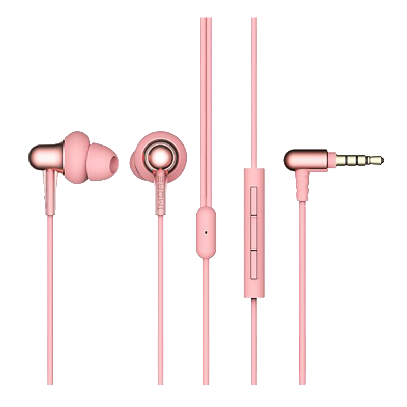 万魔（1MORE）E1025 Stylish双动圈入耳式有线耳机 HiFi线控通用带麦音乐耳机 粉色