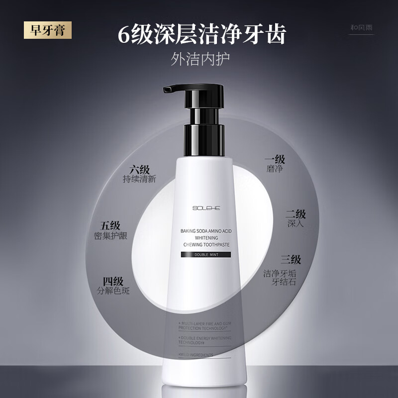 和风雨 早晚牙膏组合(绿茶味+薄荷味) 220g*2 牙膏套装按压式 HYH-033组合!高清大图