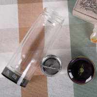 果兹 加厚底过滤茶杯耐热玻璃杯 雅兰仕双层玻璃水杯 300ml