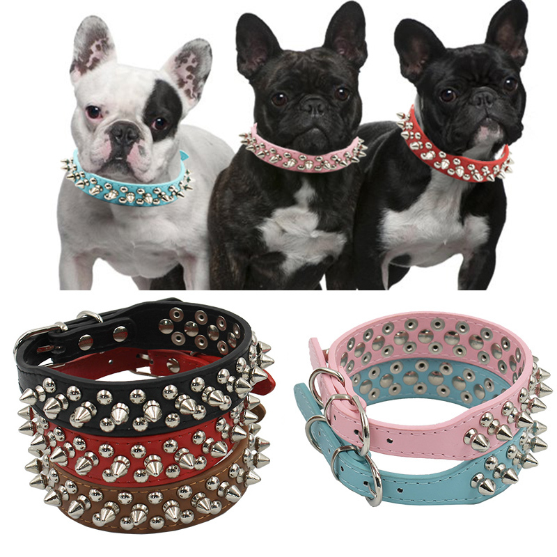 狗狗项圈小型犬防咬脖圈斗牛犬铆钉颈圈