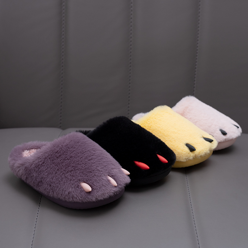 宝宝拖鞋冬季网红可爱毛绒爪子男女童拖鞋室内保暖居家亲子棉拖鞋