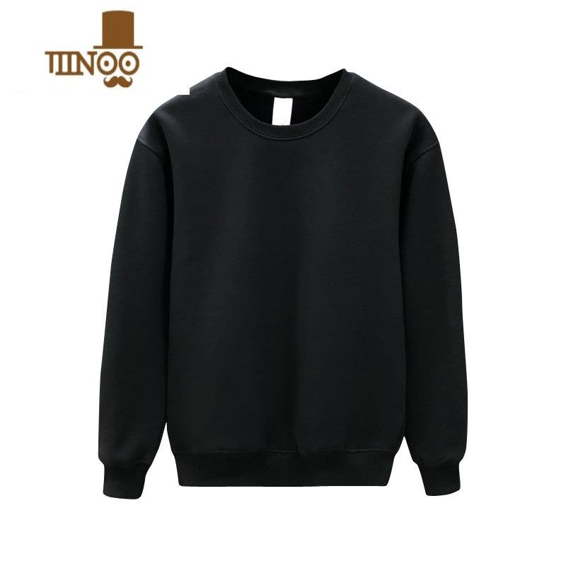 YANXU简约纯色内搭加绒卫衣男冬款圆领白色上衣2023新款长袖图片