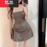 YIBUSHENG小个子纯欲风性感抹胸一字肩连衣裙女季设计感别致礼服蓬蓬裙子