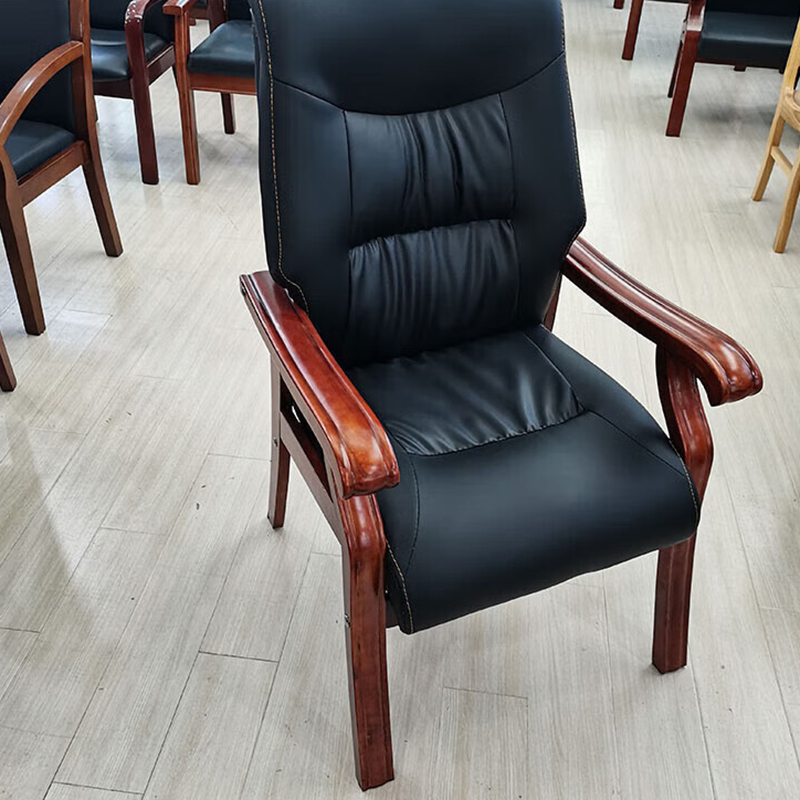 京中柜实木会议椅办公椅子会议室带扶手四脚木椅电脑椅曲木