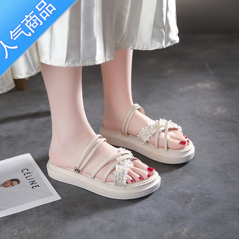 SUNTEK凉鞋女仙女风2023年新款夏季平底百搭沙滩网红孕妇两穿罗马凉拖平高清大图