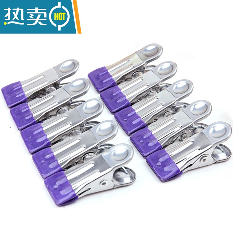 敬平不锈钢防滑防风衣服夹子晾晒衣夹袜子固定封口晾衣架小号强力 深海蓝(常规款) [10个]高清大图