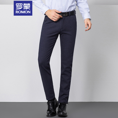 罗蒙（ROMON）休闲裤男修身男士直筒加厚长裤