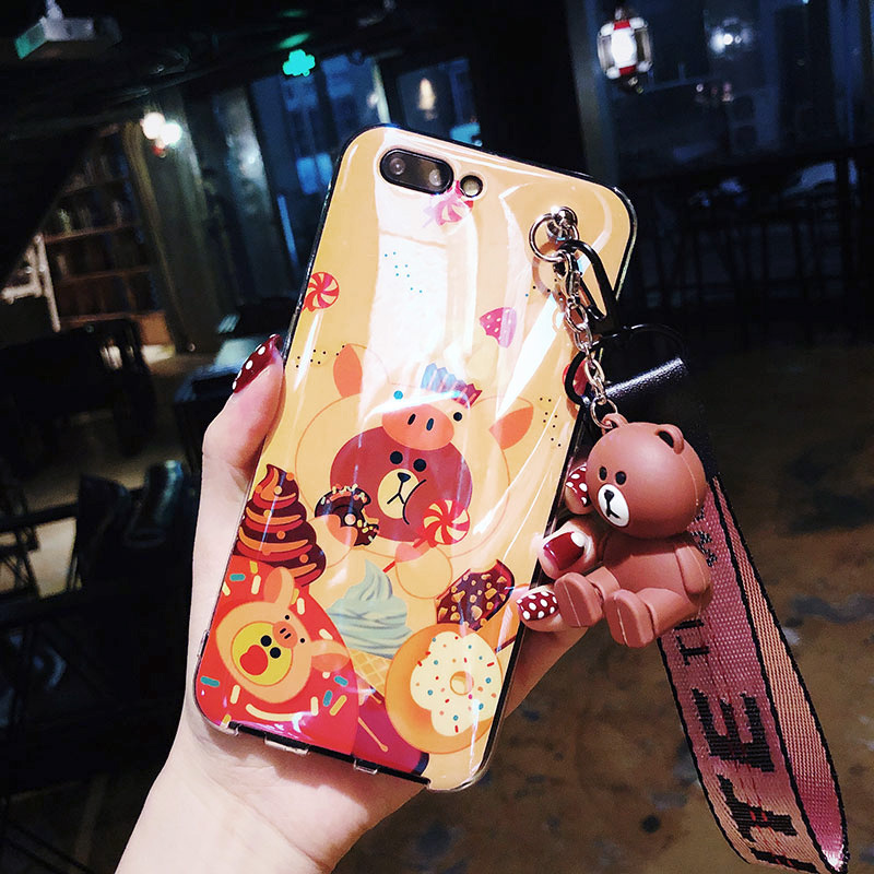 公仔支架苹果6splus手机壳678plus女款iphonex潮牌oppor15r17r9sr11s