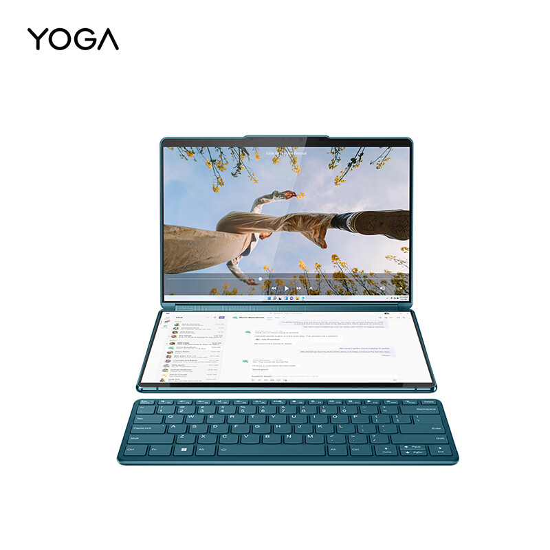联想(Lenovo)笔记本电脑YOGA Book 9i轻薄本 13.3英寸双屏翻转本(i7-1355U 16G 1T 2.8K OLED触控屏 键盘 笔 支架)雾海蓝高清大图