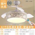 苏宁放心购隐形风扇灯吊扇灯北欧餐厅家用现代简约客厅卧室带电风扇吊灯_895 42寸白色满天星款壁遥双控