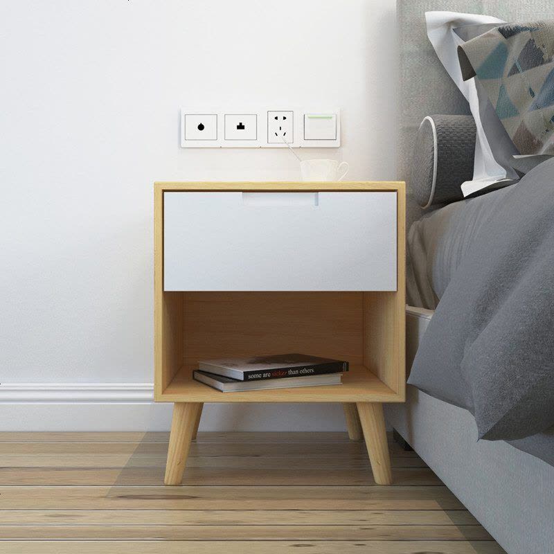 北欧实木卧室床头简约现代床边柜迷你储物柜日式小户型边角柜宜家图片
