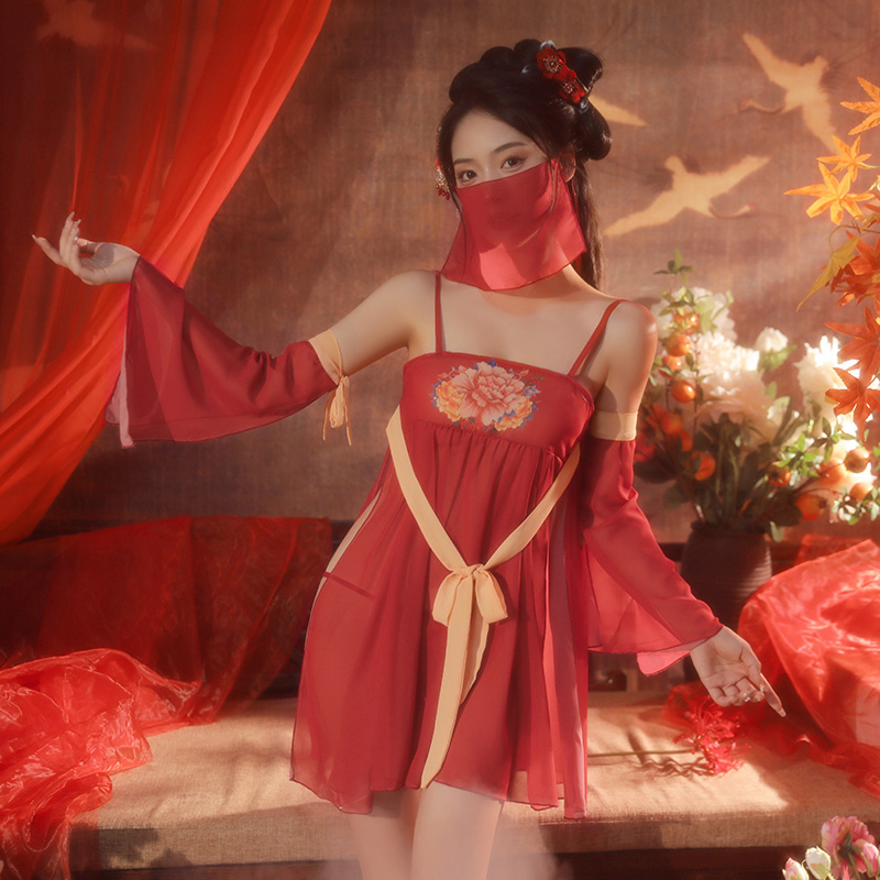 霏慕古韵牡丹飘逸舞袖套装6884性感情趣内衣汉服古风女式情趣睡衣女士衣服成人用品高清大图