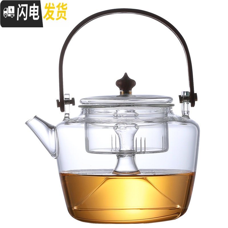 三维工匠电陶炉玻璃可高温煮茶器烧水壶提梁煮茶壶蒸茶壶家用烧水养生壶 A款提梁壶(禅道款)+悟空电陶炉茶具高清大图