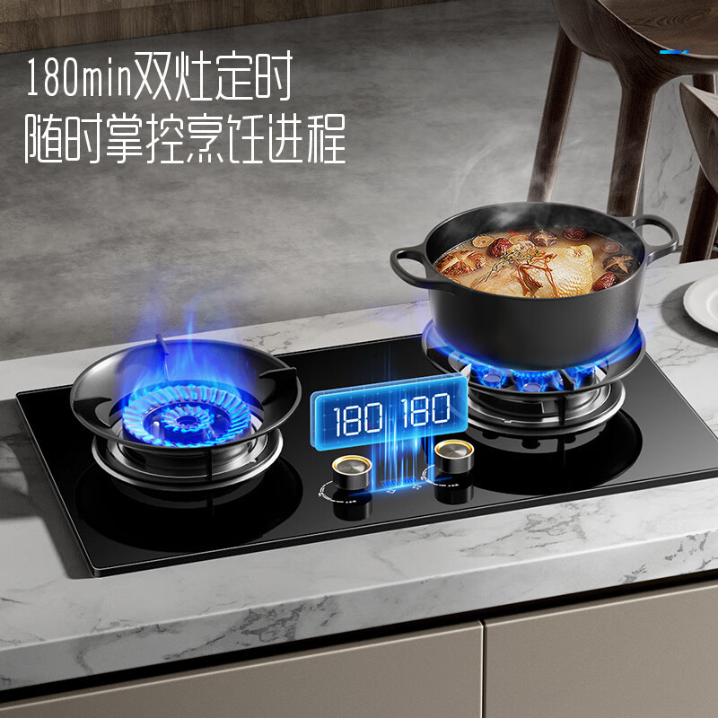 创维(Skyworth)燃气灶双灶 家用5.0kW猛火九孔聚能定时灶爆炒鸳鸯灶具 台式嵌入式灶台 Z211B液化气