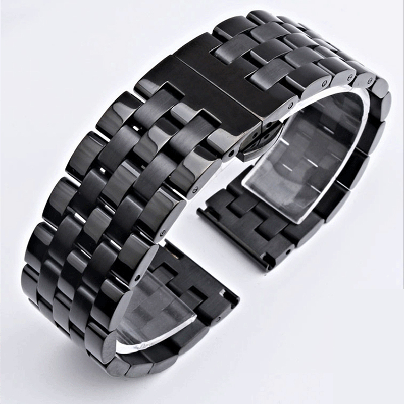 邦顿手表表带钢带不锈钢双按蝴蝶扣男女通用实心精钢表链配件20mm视频