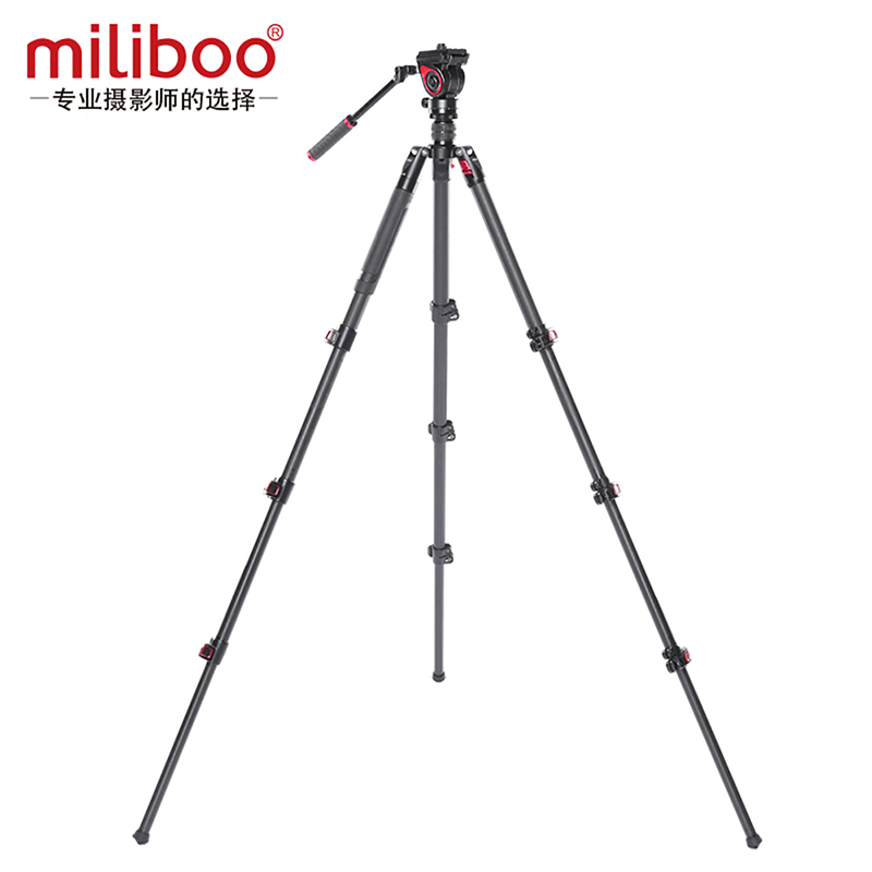 miliboo米泊MUFB-BK碳纤维液压阻尼轻型专业摄影摄像三脚架 碳纤维户外旅行相机三角架手机微单摄影支架