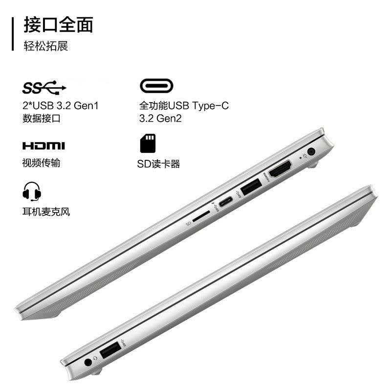 惠普(HP)星14-dv0003TX 14英寸办公学习轻薄本窄边框笔记本电脑(十一代i5-1135G7 16G 512G MX450 2G独显 指纹识别 WiFi6)月光银 标配图片