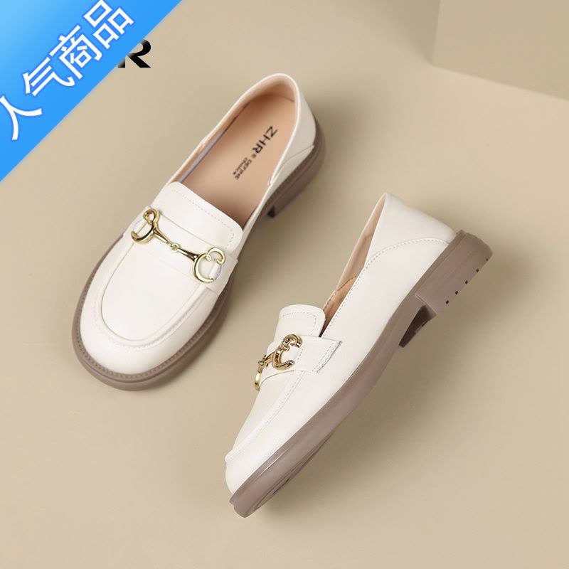 SUNTEK乐福鞋女软底单鞋2023年夏季新款凉鞋低跟女鞋英伦风皮鞋图片