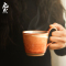 手工粗陶咖啡杯个性带把手冲咖啡马克杯下午茶杯日式简约杯子|復古磚紅
