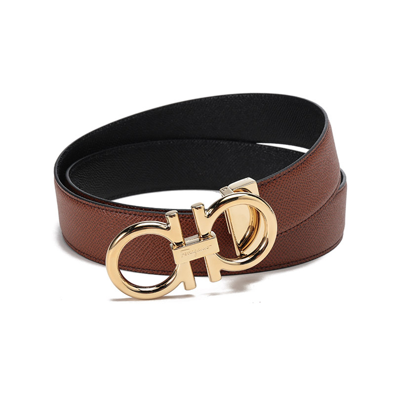 菲拉格慕salvatoreferragamo男士皮革可裁剪板扣式双面皮带腰带679974