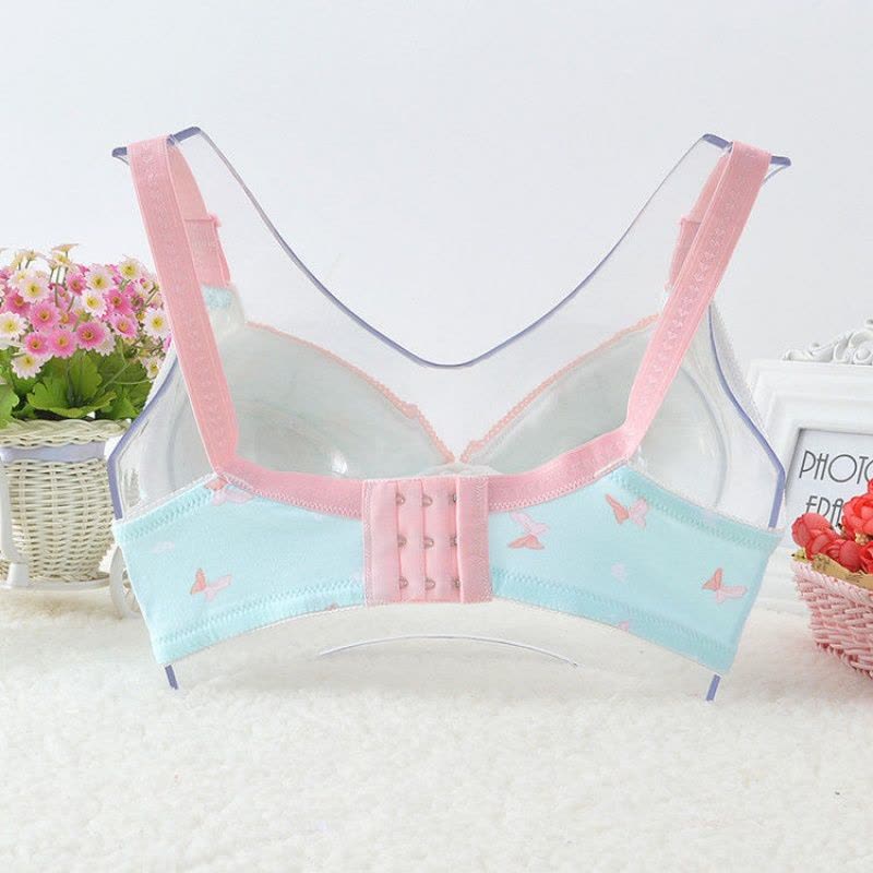 辞梅薄款无钢圈无海绵哺乳内衣前开口喂奶孕妇纯棉文胸防下垂产后胸罩图片