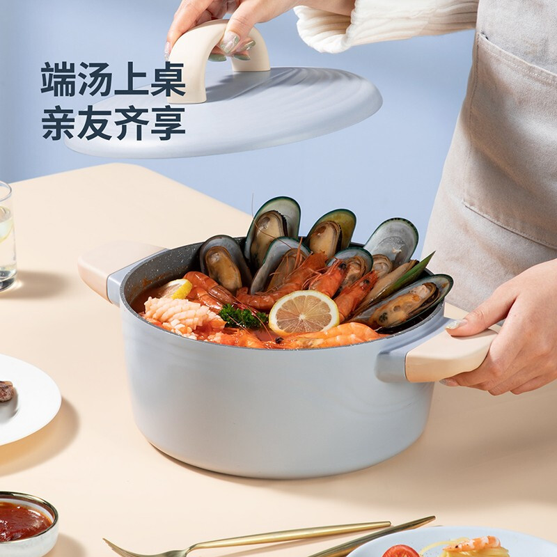 【新品】同款锅炊大皇锅具套装不粘锅四件套套装炒锅平底锅汤奶锅组合 炒锅煎锅汤锅三件套高清大图