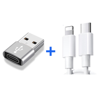 typec转USB3.0转接头OTG转换器tpc适用华为小米安卓接口手机笔记本电脑通用连接U盘鼠标键盘苹果PD充电数据线 【银色】USB转Type-C转接头1个+苹果PD数据线1米
