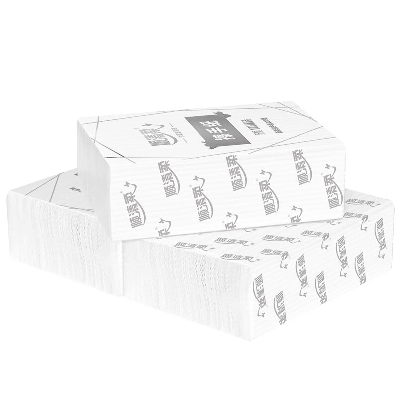 顺清柔擦手纸1层200抽*20包 压花商用抽取式吸水吸油干手纸整箱销售高清大图